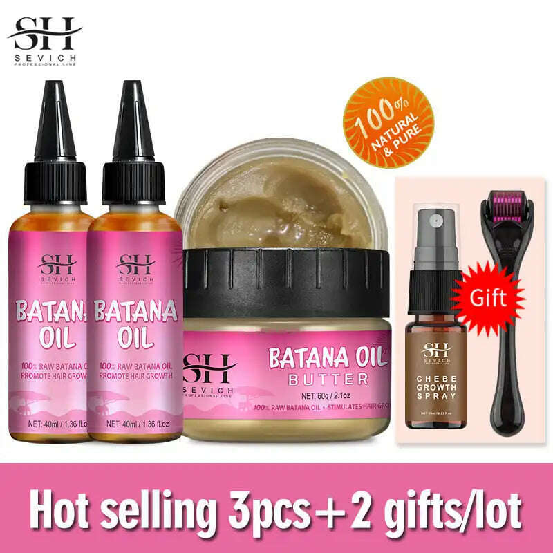 100% Batana Hair Fast Growth Oil Set African Crazy Traction Alopecia Batana Hair Mask chebe oil Hair Regrowth Treatment Sevich - KIMLUD