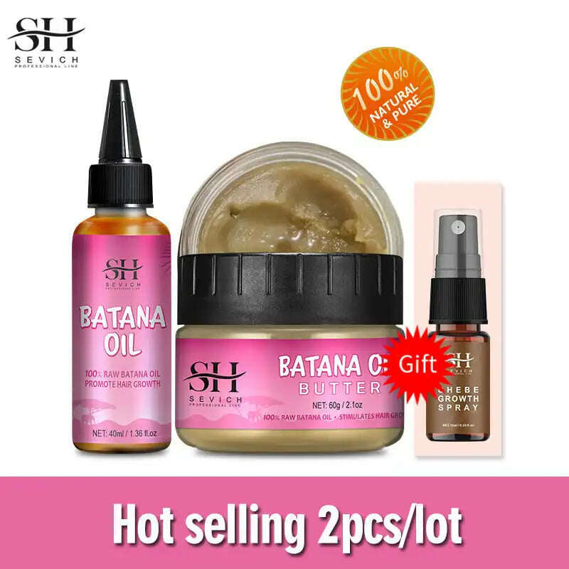 100% Batana Hair Fast Growth Oil Set African Crazy Traction Alopecia Batana Hair Mask chebe oil Hair Regrowth Treatment Sevich - KIMLUD