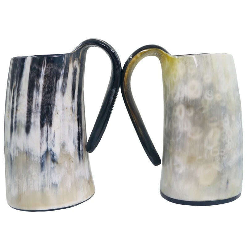100% Natural Hand Made Ox Horn Mug Viking Drinking Mugs Beer Drinking Horn Coffee Mug-Food Grade&One Year Warranty - KIMLUD