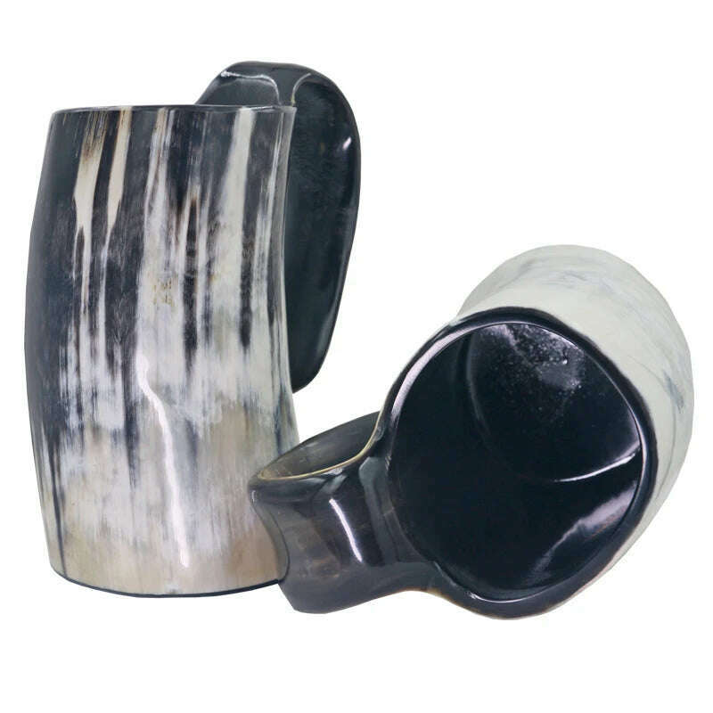 100% Natural Hand Made Ox Horn Mug Viking Drinking Mugs Beer Drinking Horn Coffee Mug-Food Grade&One Year Warranty - KIMLUD