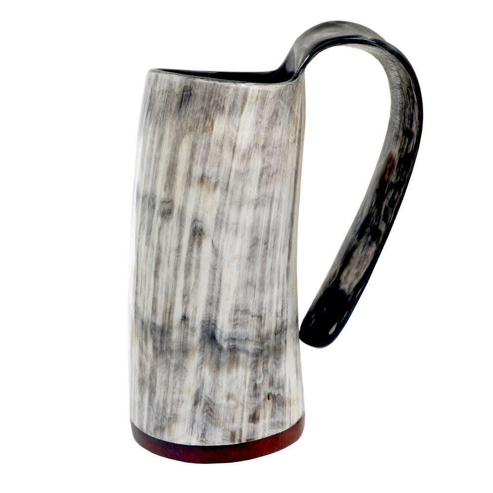 100% Natural Hand Made Ox Horn Mug Viking Drinking Mugs Beer Drinking Horn Coffee Mug-Food Grade&One Year Warranty - KIMLUD
