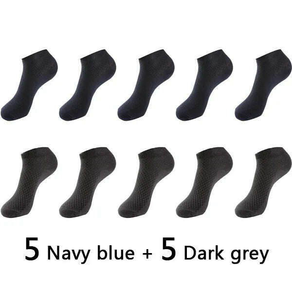 10Pairs/lot Bamboo Fiber Men Socks Large Size Short Ankle Business Black Male Meias Socks Breathable Men Plue Size EU38-48 - KIMLUD