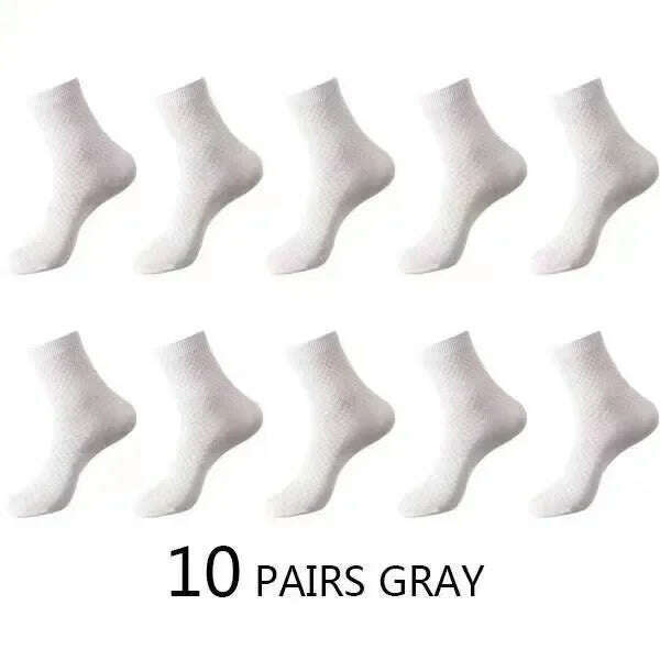10Pairs/Men's Bamboo Fiber Socks Classic Business Office Stockings Breathable Deodorant Feet Men's Dress Socks Plus-size EU39-45 - KIMLUD