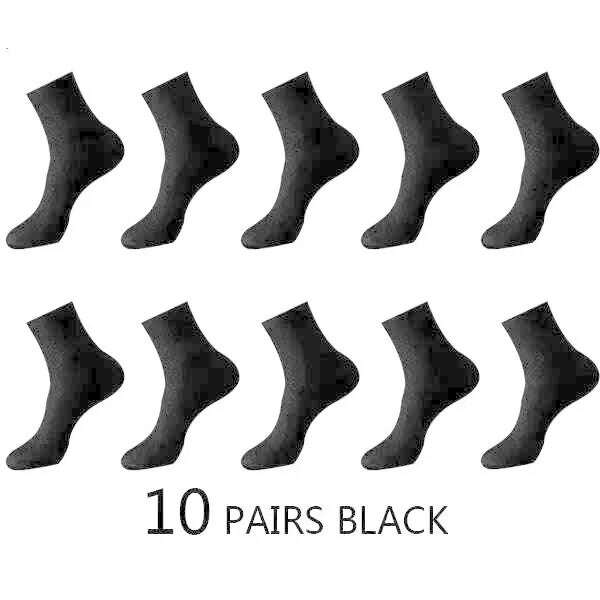10Pairs/Men's Bamboo Fiber Socks Classic Business Office Stockings Breathable Deodorant Feet Men's Dress Socks Plus-size EU39-45 - KIMLUD