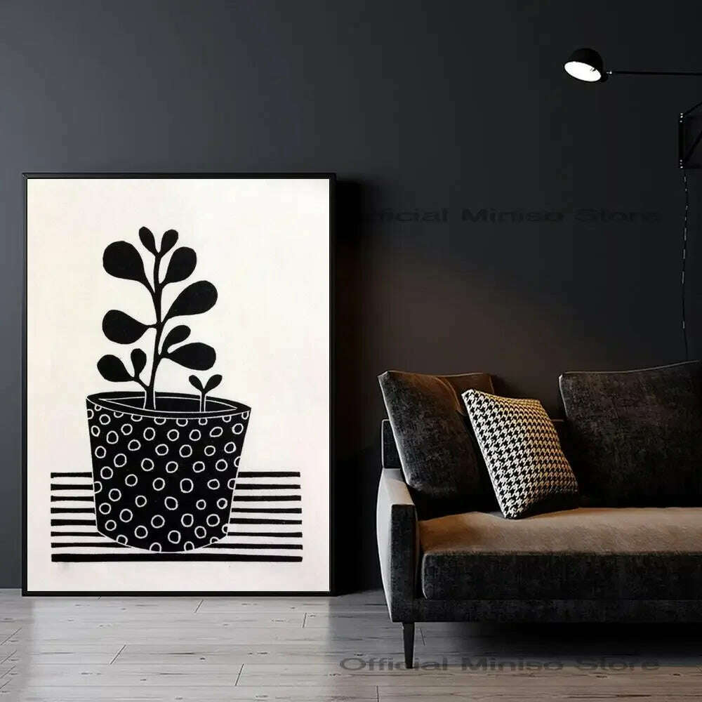 KIMLUD, 1pc Abstract Line Lemon Flower Vase Geometry Nordic Poster Paper Print Home Bedroom Entrance Bar Cafe Art Painting Decoration, KIMLUD Womens Clothes