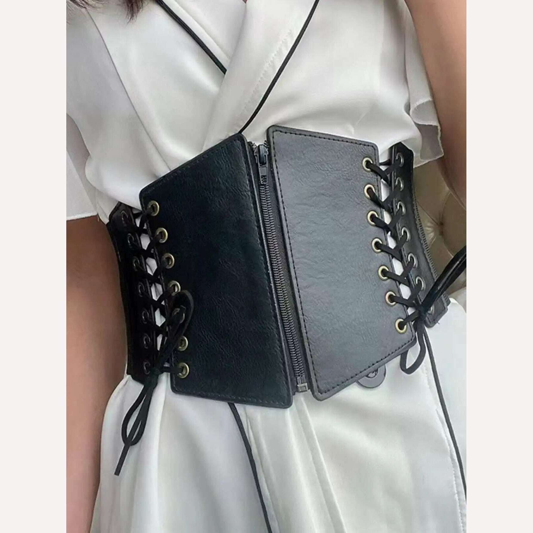 1pc Lace Up Front Corset Belt - KIMLUD