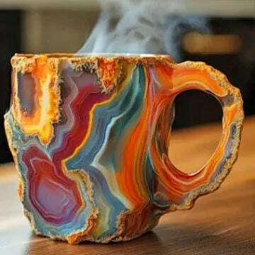 KIMLUD, 1PC Multi-Colored Mineral Crystal Coffee Mug，Natural Mineral Crystal Mug， Colorful Crystal Christmas Mugs,Christmas Gift New, KIMLUD Womens Clothes