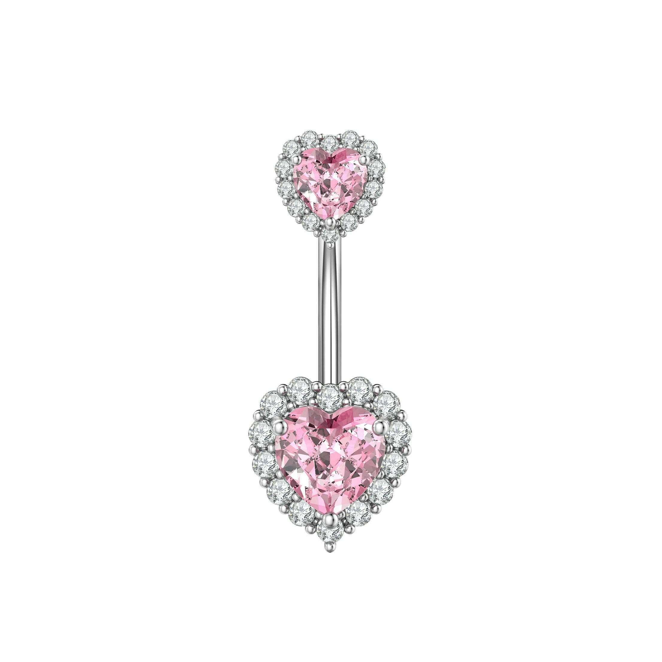 1PC Surgical Steel Belly Button Rings Crystal Piercing Navel Heart Style Navel Piercing Earring Belly Piercings Ombligo Jewelry - KIMLUD