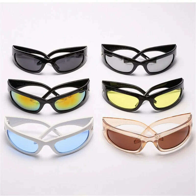 1pc Trendy Designed Moon Rectangular Sunglasses Women Men Outdoor Cycling Sports UV400 Sunglass Vintage Hip Hop Punk Sun Glasses - KIMLUD