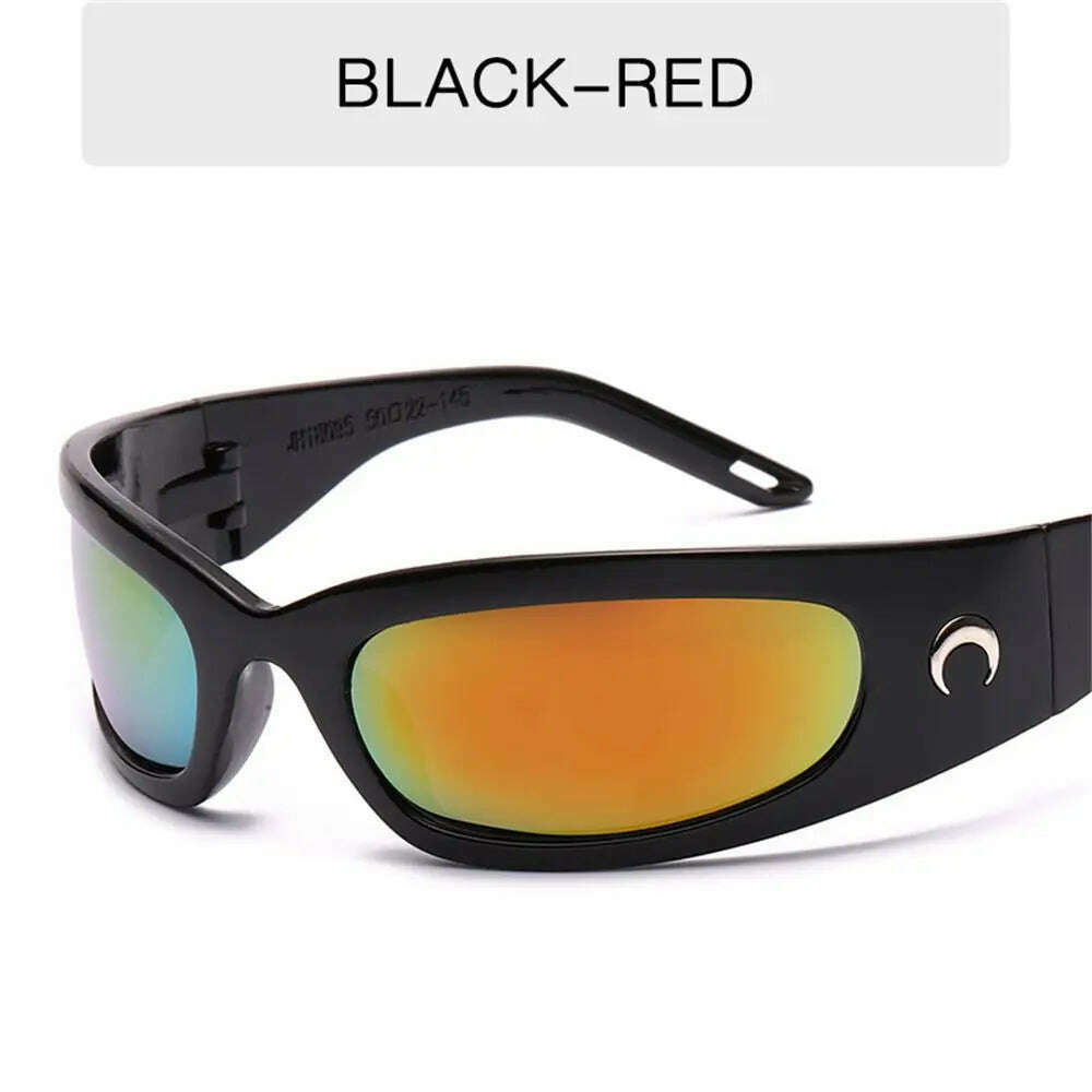 1pc Trendy Designed Moon Rectangular Sunglasses Women Men Outdoor Cycling Sports UV400 Sunglass Vintage Hip Hop Punk Sun Glasses - KIMLUD