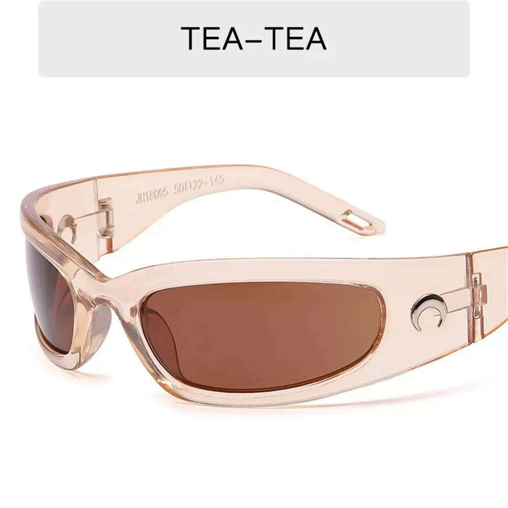 1pc Trendy Designed Moon Rectangular Sunglasses Women Men Outdoor Cycling Sports UV400 Sunglass Vintage Hip Hop Punk Sun Glasses - KIMLUD