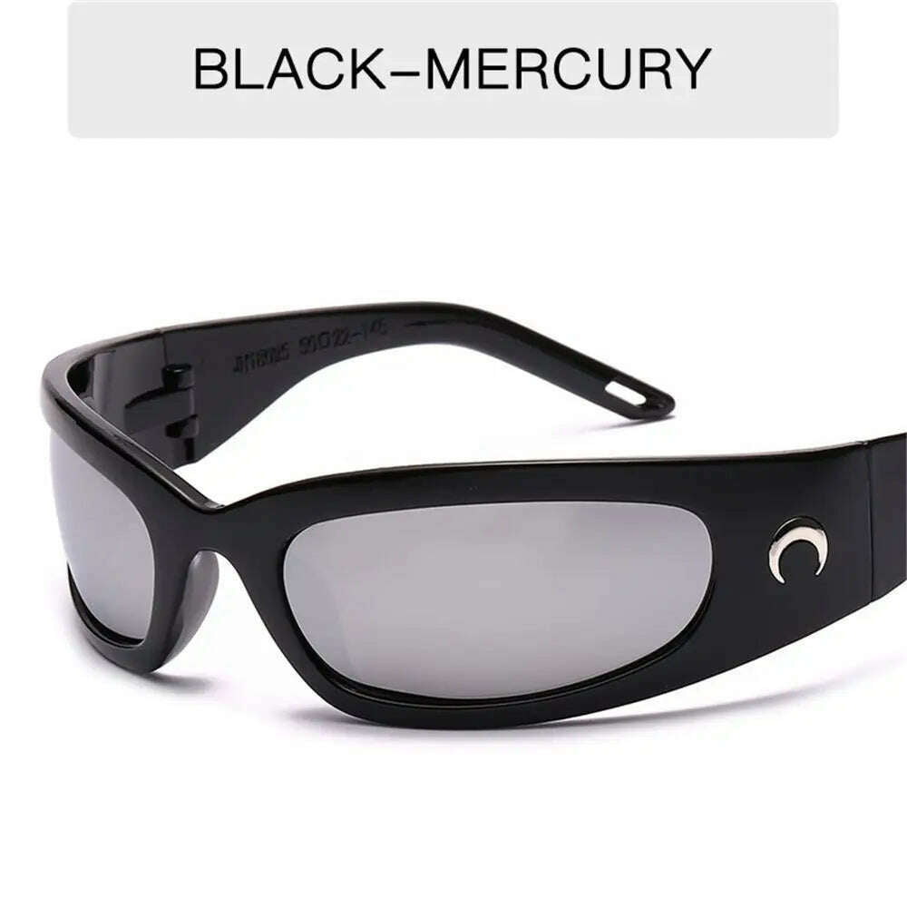 1pc Trendy Designed Moon Rectangular Sunglasses Women Men Outdoor Cycling Sports UV400 Sunglass Vintage Hip Hop Punk Sun Glasses - KIMLUD