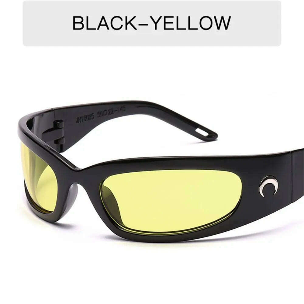 1pc Trendy Designed Moon Rectangular Sunglasses Women Men Outdoor Cycling Sports UV400 Sunglass Vintage Hip Hop Punk Sun Glasses - KIMLUD