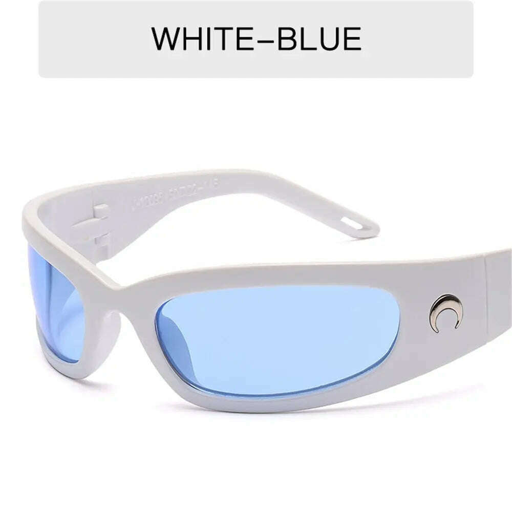 1pc Trendy Designed Moon Rectangular Sunglasses Women Men Outdoor Cycling Sports UV400 Sunglass Vintage Hip Hop Punk Sun Glasses - KIMLUD