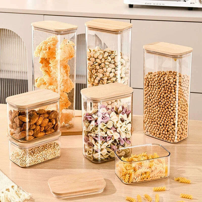 KIMLUD, 1pcs Rectangular Glass Storage Container Easy To Grip for Organizing Kitchen Food Such As Miscellaneous Grains Nuts and Oatmeal, KIMLUD Womens Clothes