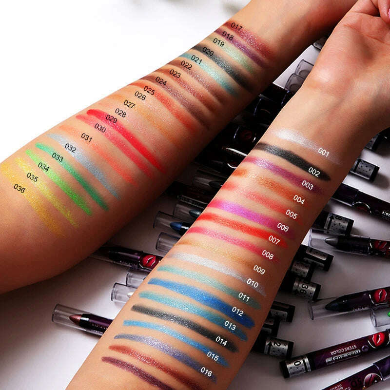 2 In 1 Glitter Eyeshadow Lipstick Pencil Stick Waterproof Pearl Silkworm Eye Shadow Pen Long-lasting Eyeshadow Make Up Cosmetic - KIMLUD