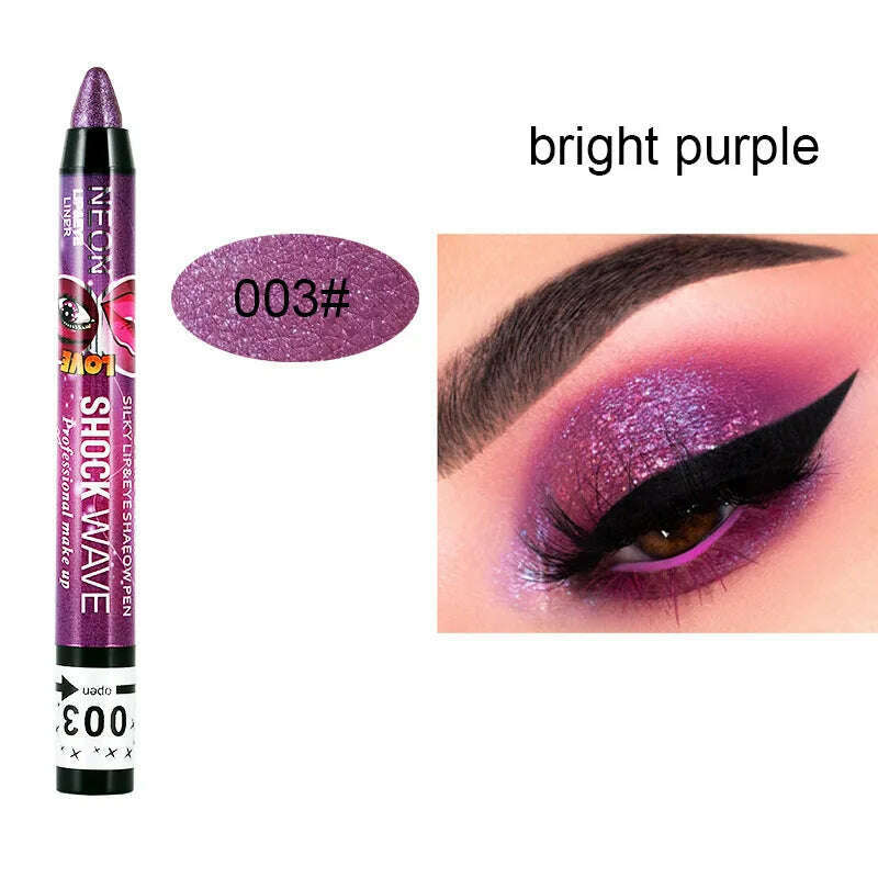 2 In 1 Glitter Eyeshadow Lipstick Pencil Stick Waterproof Pearl Silkworm Eye Shadow Pen Long-lasting Eyeshadow Make Up Cosmetic - KIMLUD