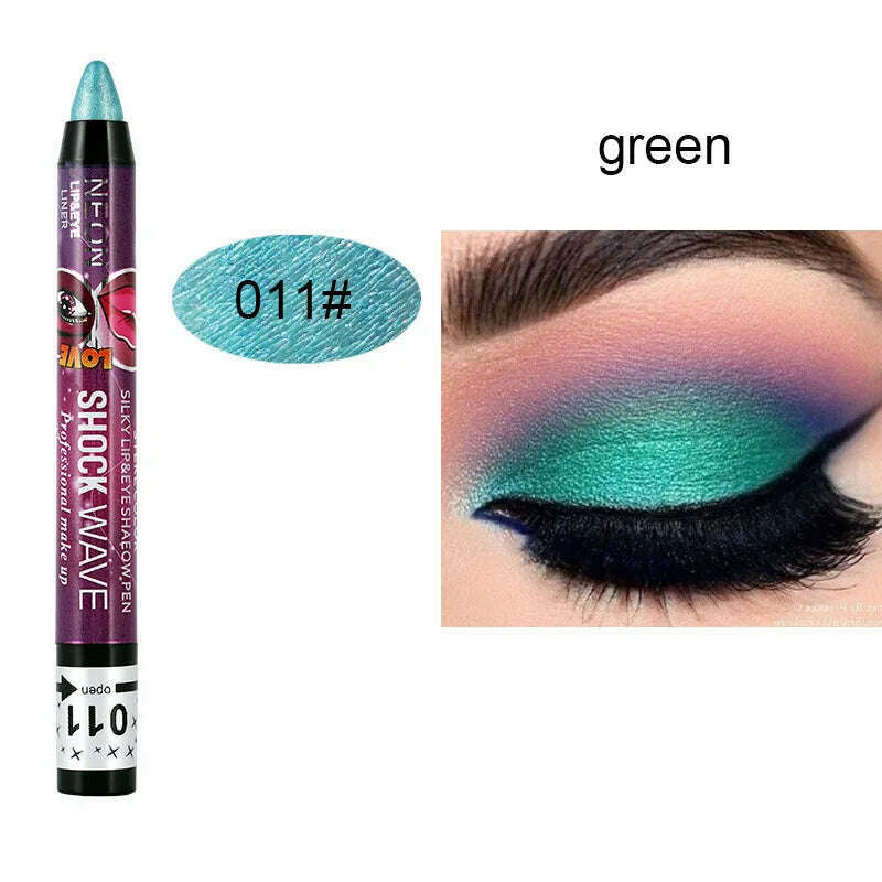 2 In 1 Glitter Eyeshadow Lipstick Pencil Stick Waterproof Pearl Silkworm Eye Shadow Pen Long-lasting Eyeshadow Make Up Cosmetic - KIMLUD