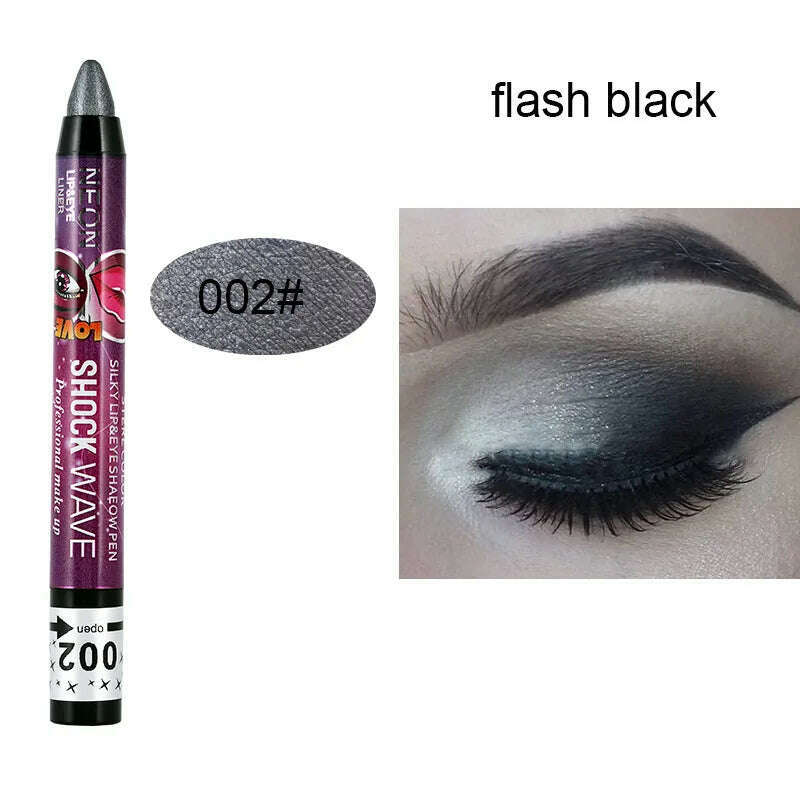 2 In 1 Glitter Eyeshadow Lipstick Pencil Stick Waterproof Pearl Silkworm Eye Shadow Pen Long-lasting Eyeshadow Make Up Cosmetic - KIMLUD