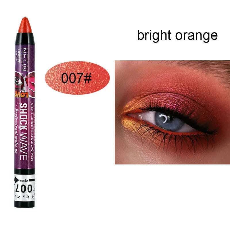 2 In 1 Glitter Eyeshadow Lipstick Pencil Stick Waterproof Pearl Silkworm Eye Shadow Pen Long-lasting Eyeshadow Make Up Cosmetic - KIMLUD