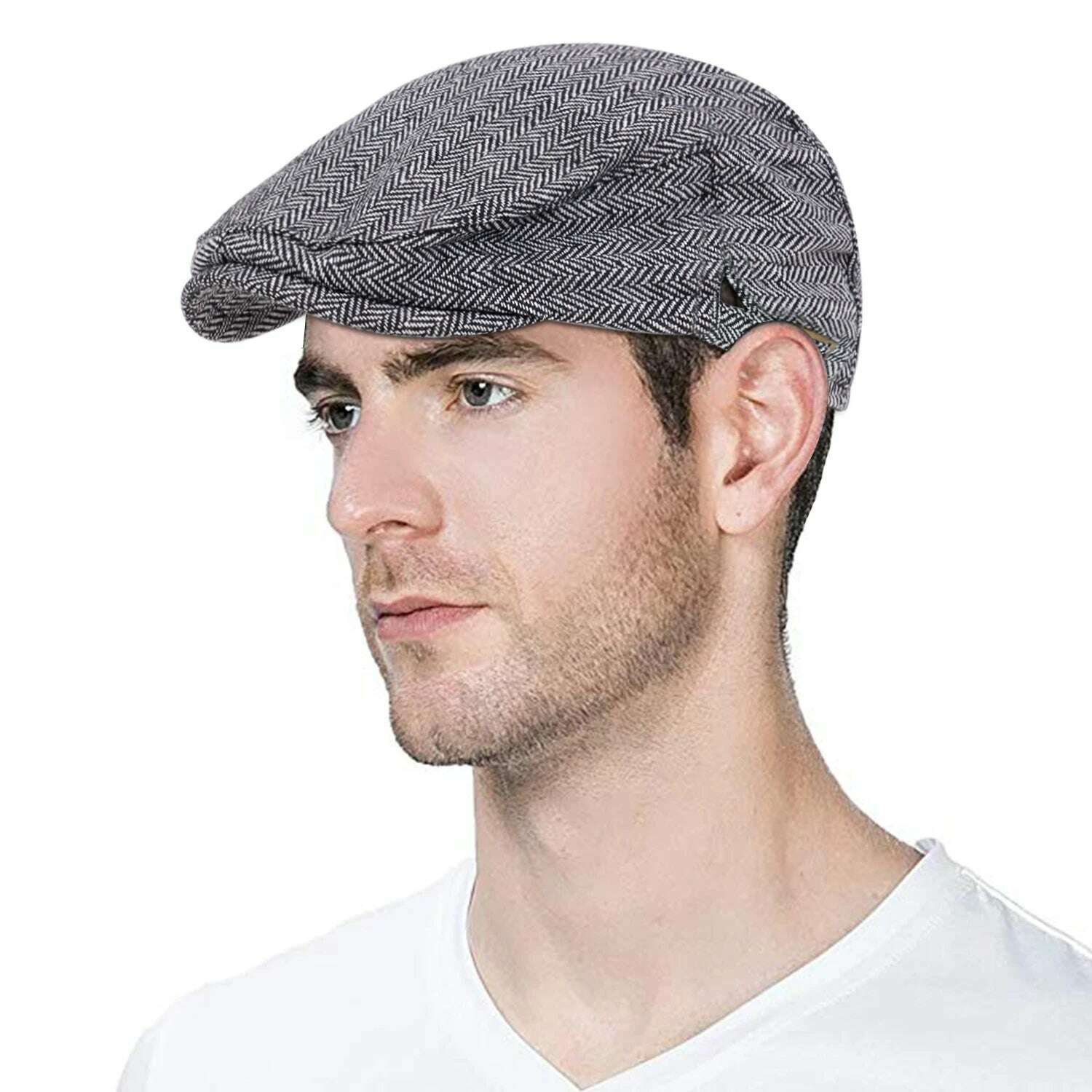 2019 new Man Berets cotton British Vintage Flat Caps Gatsby Male Solid Gray Black Spring Autumn Winter Adjustable Driver Hats - KIMLUD