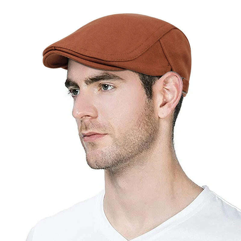 2019 new Man Berets cotton British Vintage Flat Caps Gatsby Male Solid Gray Black Spring Autumn Winter Adjustable Driver Hats - KIMLUD