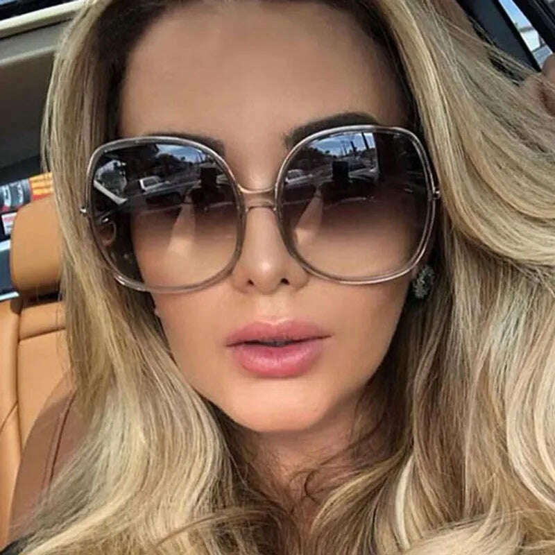 2021 Plastic Classic Vintage Woman Sunglasses Oversized Round Frame Luxury Brand Designer Female Glasses Big Shades Oculos - KIMLUD