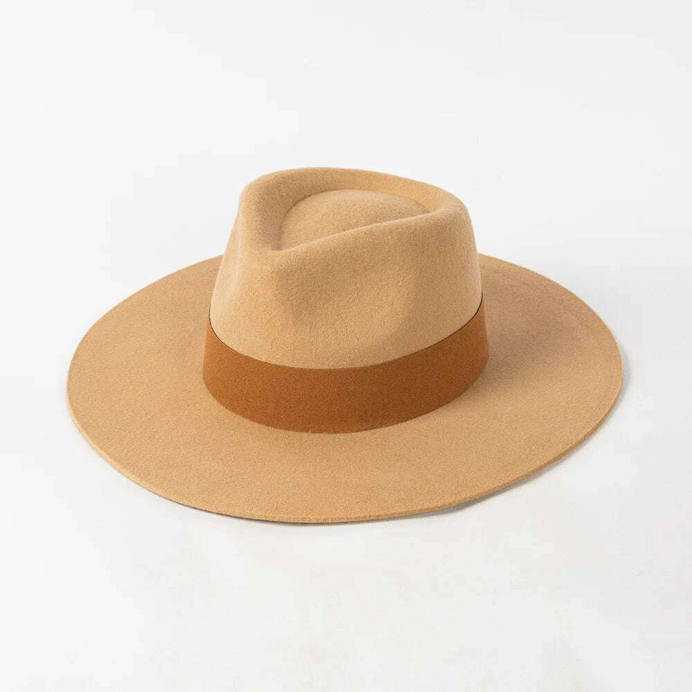 2022 Luxury Designer Brand Fedora Hat For Women 022 Warped Wool Fedoras For Women Autumn Winter Warm Hats Ladies Party Cap - KIMLUD