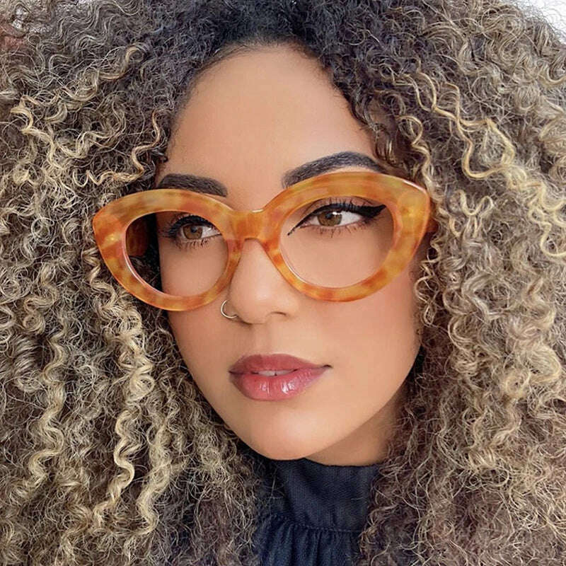 2022 New Fashion Sexy Cat Eye Glasses Women Vintage Stripe Frame Optical Anti-blue Eyeglasses Female Leopard Oculos Spectacles - KIMLUD