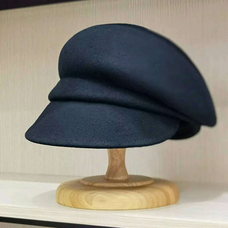2022 New Style Women Newsboy Hats Ladies Fashion Wool Winter Hat Sloping Brim Visor Cap Cabbie Beret Girls Paperboy Cap Ivy Hat - KIMLUD