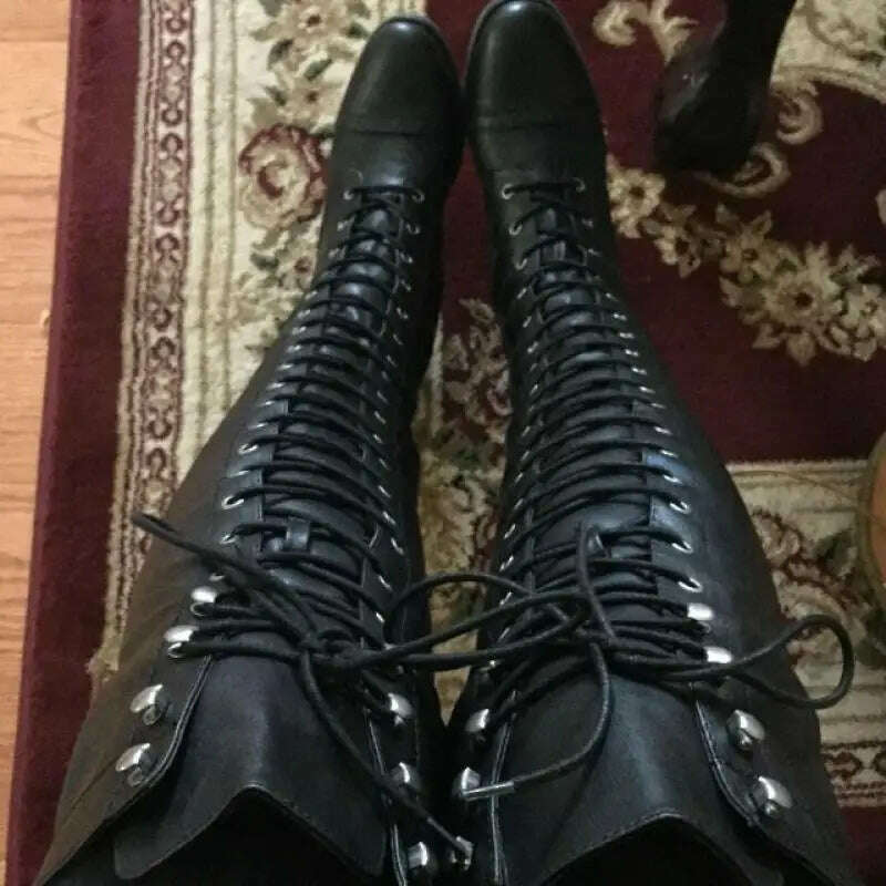 2022 Sexy Over The Knee Boots Women Fashion Cross Lace-Up Shoes Winter Warm Knight Thigh Tall Boots Ladies Over The Knee Botas - KIMLUD
