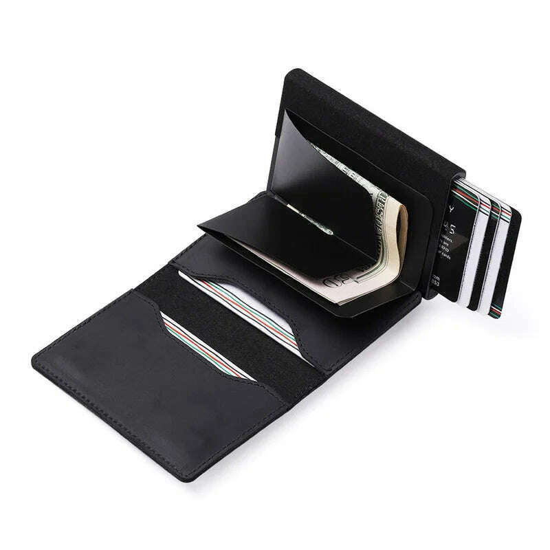 2023 For Apple Airtag Wallet Men Carbon Fiber Fashion ID Credit Card Holder Rfid Slim Airtag Slide Wallet Designer Cardholder - KIMLUD