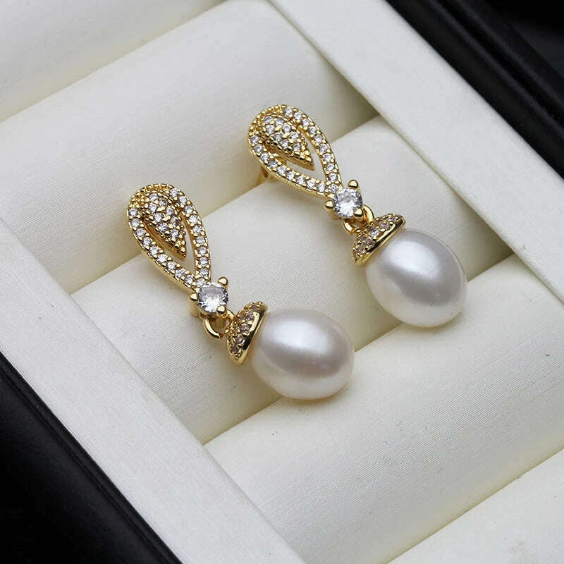 2023 New Dangling Natural Pearl Earrings For Women,Cute Boho Freshwater Pearl Earring Wedding Engagement Gift White Black - KIMLUD