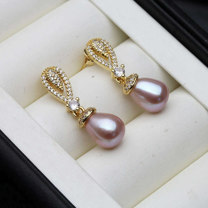 2023 New Dangling Natural Pearl Earrings For Women,Cute Boho Freshwater Pearl Earring Wedding Engagement Gift White Black - KIMLUD