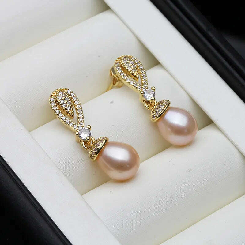 2023 New Dangling Natural Pearl Earrings For Women,Cute Boho Freshwater Pearl Earring Wedding Engagement Gift White Black - KIMLUD