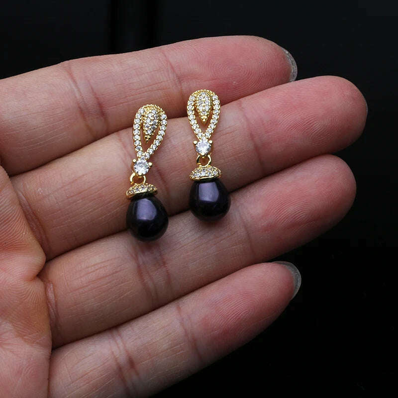 2023 New Dangling Natural Pearl Earrings For Women,Cute Boho Freshwater Pearl Earring Wedding Engagement Gift White Black - KIMLUD