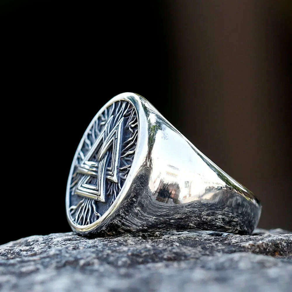 2023 New fashion 316L Stainless Steel Viking Valknut Ring Amulet For Man Dropshipping free shipping - KIMLUD