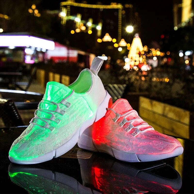 2023 New Luminous Sneakers Glowing Light Up Shoes for men women shoes White LED Sneakers Flashing Shoes with Light for Adult - KIMLUD
