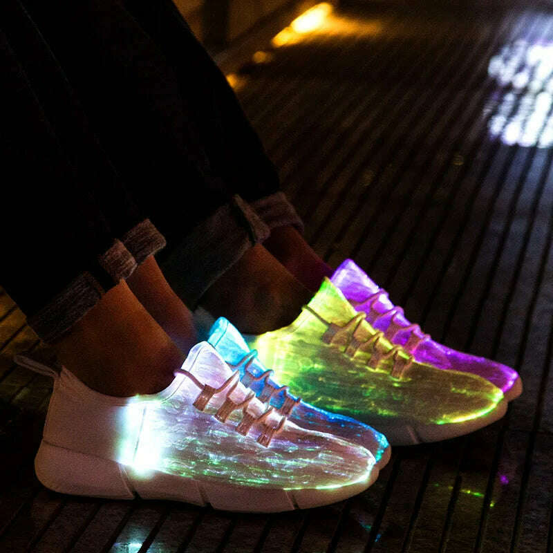 2023 New Luminous Sneakers Glowing Light Up Shoes for men women shoes White LED Sneakers Flashing Shoes with Light for Adult - KIMLUD
