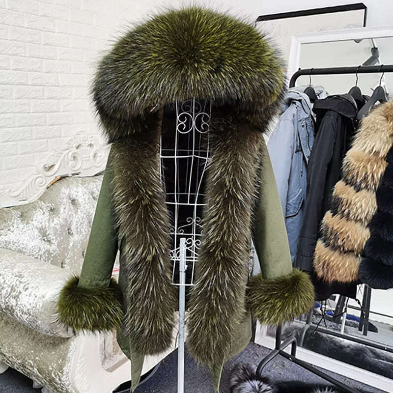 2023 New Winter warm Coat Natural Real Fox fur Jacket Hooded Black Woman Parkas Mulher Parkas Women's Jacket - KIMLUD