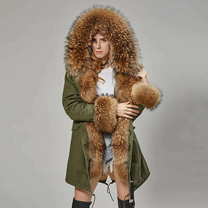 2023 New Winter warm Coat Natural Real Fox fur Jacket Hooded Black Woman Parkas Mulher Parkas Women's Jacket - KIMLUD