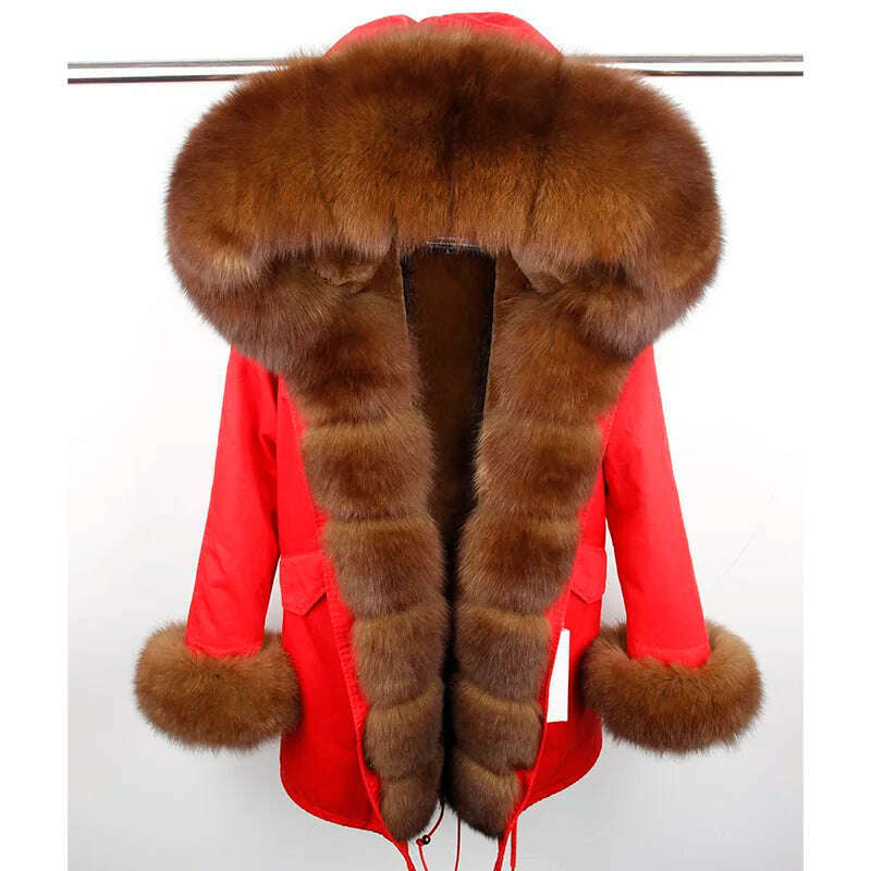 2023 New Winter warm Coat Natural Real Fox fur Jacket Hooded Black Woman Parkas Mulher Parkas Women's Jacket - KIMLUD