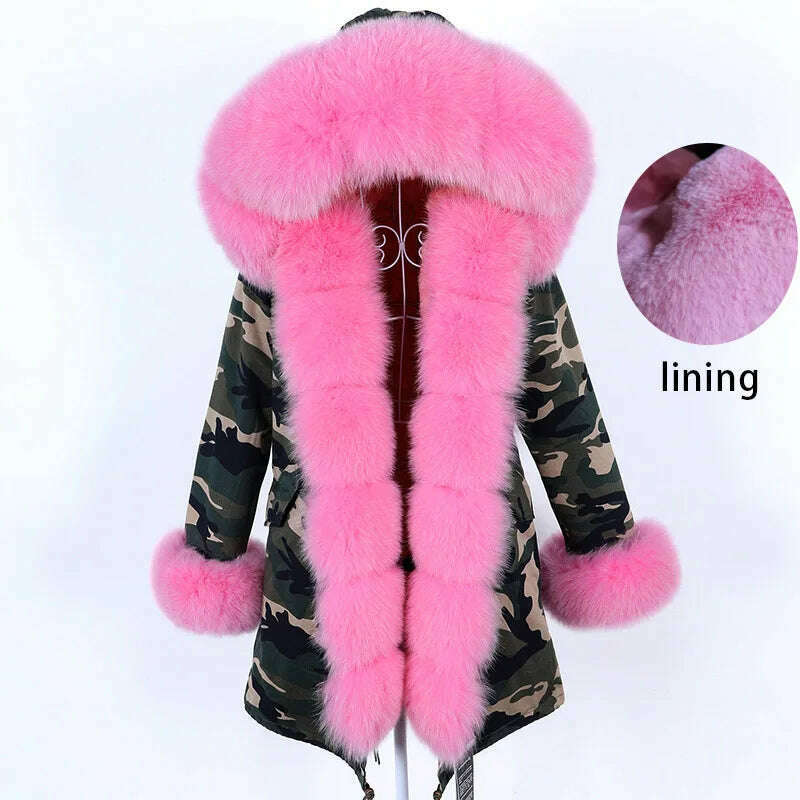 2023 New Winter warm Coat Natural Real Fox fur Jacket Hooded Black Woman Parkas Mulher Parkas Women's Jacket - KIMLUD