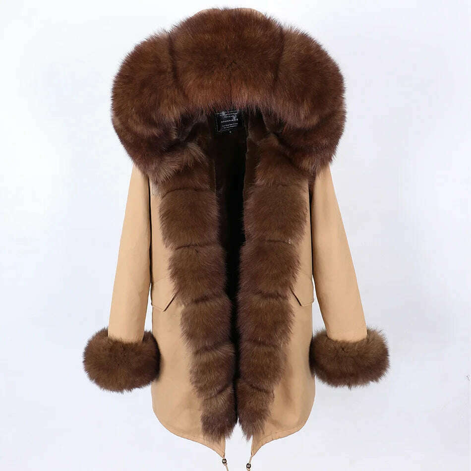 2023 New Winter warm Coat Natural Real Fox fur Jacket Hooded Black Woman Parkas Mulher Parkas Women's Jacket - KIMLUD
