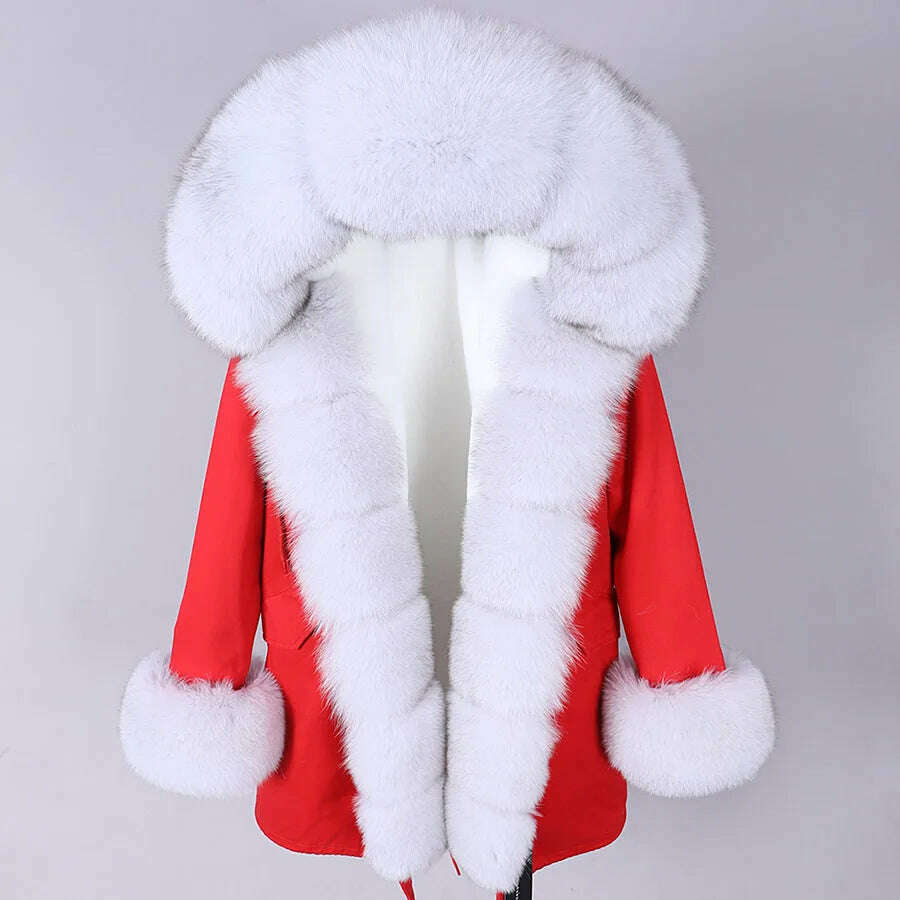 2023 New Winter warm Coat Natural Real Fox fur Jacket Hooded Black Woman Parkas Mulher Parkas Women's Jacket - KIMLUD