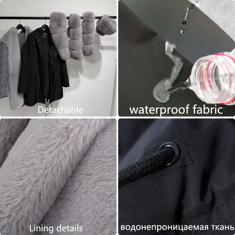 2023 New Winter warm Coat Natural Real Fox fur Jacket Hooded Black Woman Parkas Mulher Parkas Women's Jacket - KIMLUD