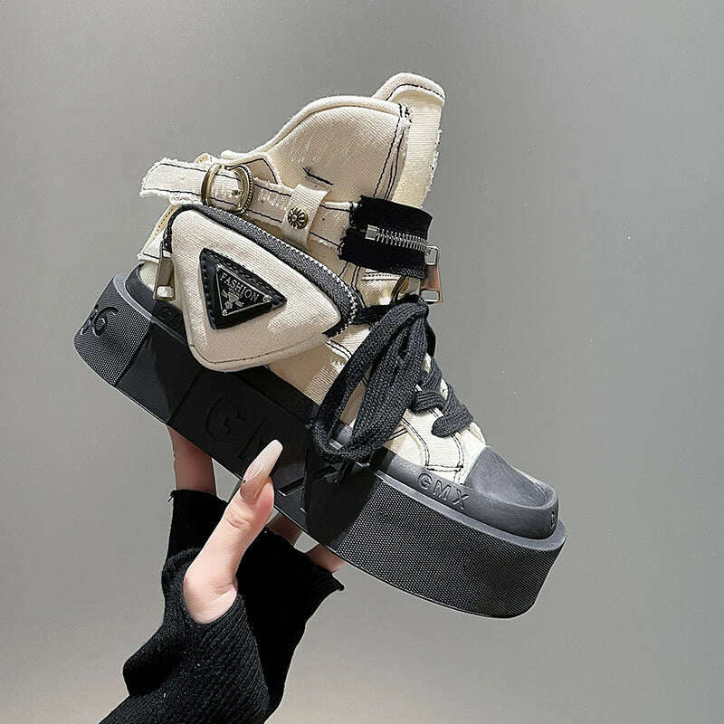 2023 New Women's Ankle Boots Fashion Cowboy Knight Boot Punk Gothic Classic Denim Canvas Shoes Short Goth Platform Shoes - KIMLUD
