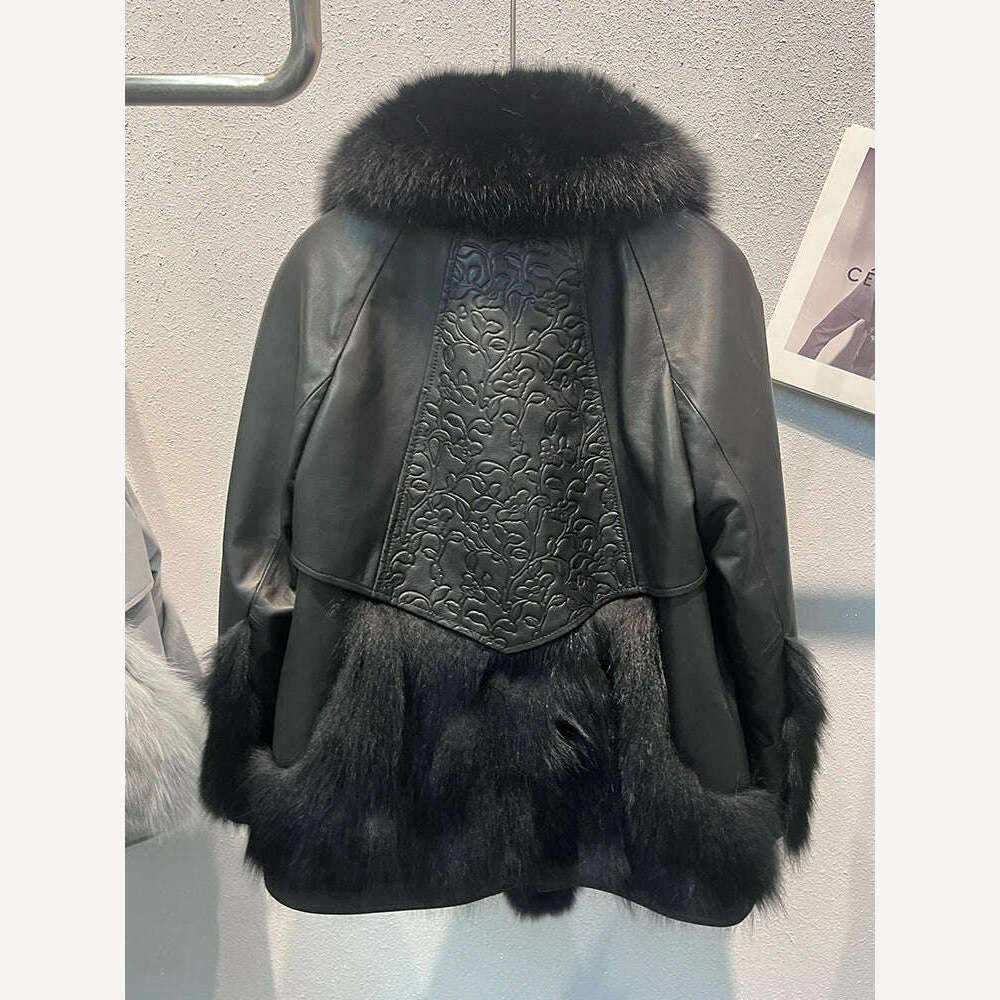 2023 Winter Women Real Natural Fox Fur Coat Geniune Sheepskin Leather Goose Down Jacket Luxury Thick Warm Female Coat Outwear - KIMLUD
