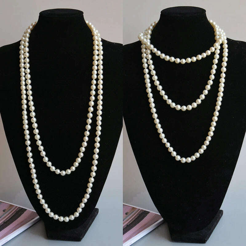 2024 New Fashion Women Jewelry Pearl Bead Necklace Long Sweater Chain Necklace For Women Dress Accessories Gift For Girl Mother - KIMLUD