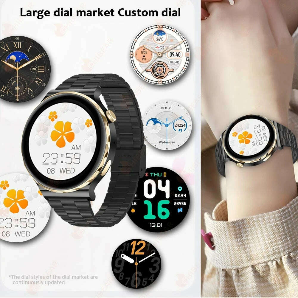 2024 New Fashion Women Smart Watch Heart Rate GPS Sport Fitness Watch Waterproof Voice Call AMOLED Smart Watch For Android IOS - KIMLUD